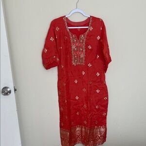 Orange red kurtha set Dress 42